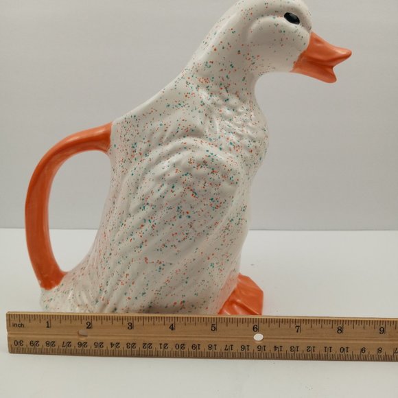 Dining Charming Farmhouse Ceramic Duck Pitcher Hand Painted Speckled White Duck Poshmark
